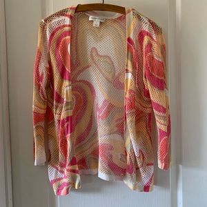 Christopher & Banks crochet open knit open front cardigan